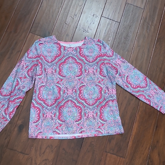 Talbots Pink & Blue Paisley Top size XL - Picture 1 of 7